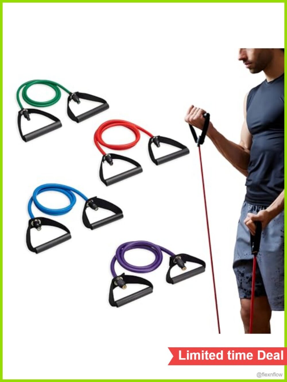 Resistance Bands with Handles - 4 Pack Set for Home Gym Workout